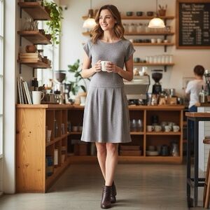 Anthropologie Casual Heathered Purple Knit Sweater Dress w/Pockets